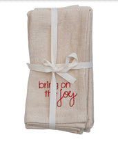 Load image into Gallery viewer, Cotton Napkins w/Red Embroidered Sayings
