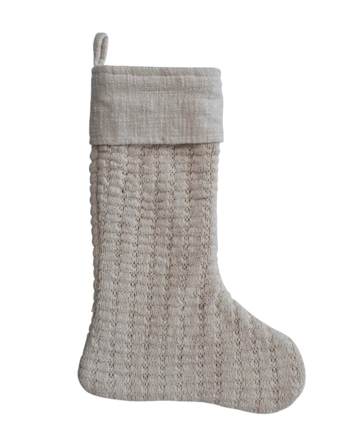 Wool Knit Stocking w/Slub Cuff
