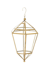 Load image into Gallery viewer, Gold Metal Glass Hanging Lantern
