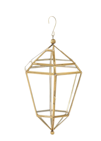 Gold Metal Glass Hanging Lantern