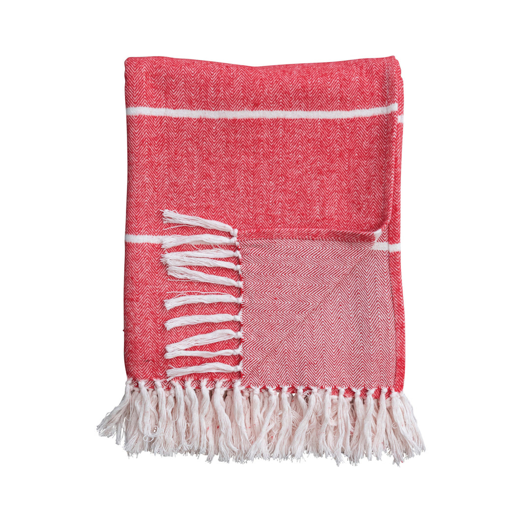 Red Brushed Cotton Throw