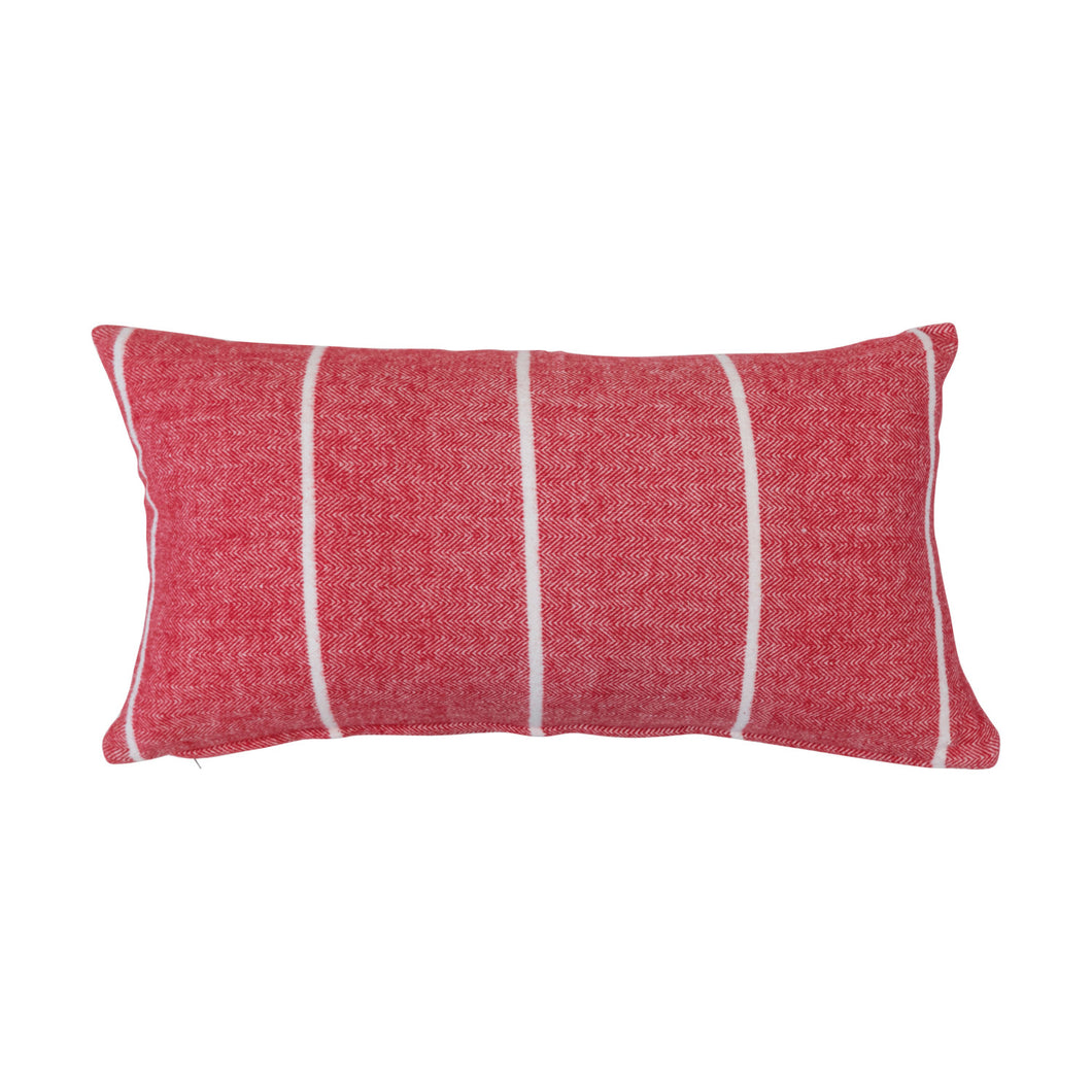 Red Brushed Cotton Lumbar Pillow