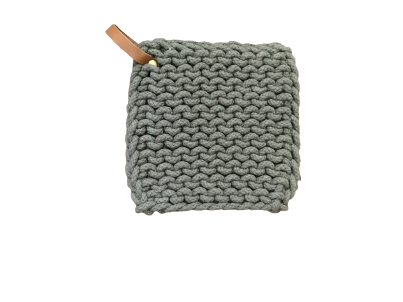 Crocheted Pot Holder Leather Loop