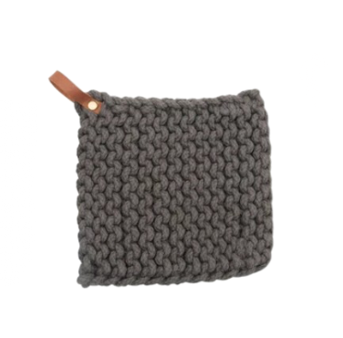 Crocheted Pot Holder Leather Loop