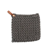 Load image into Gallery viewer, Crocheted Pot Holder Leather Loop
