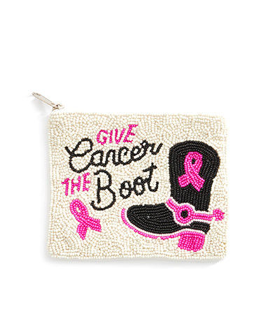 Give Cancer The Boot Beaded Pouch