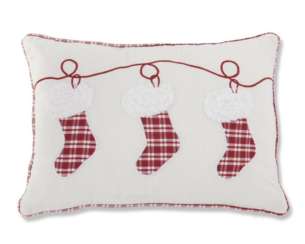 Santa Boots Embroidered Pillow