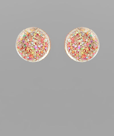 Glitter Button Earrings