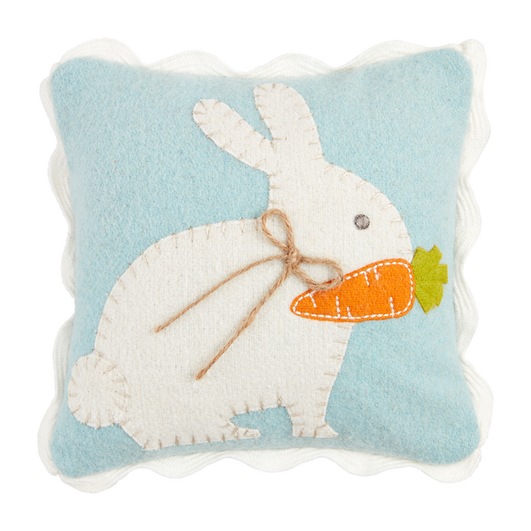 Bunny w/Carrot Felted Mini Pillow