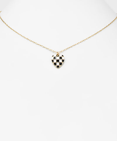 Checkered Heart Shape Necklace