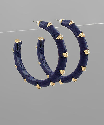Raffia & Crystal Wrapped Hoop Earrings