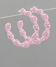Load image into Gallery viewer, Wrapped Twist Raffia Hoops

