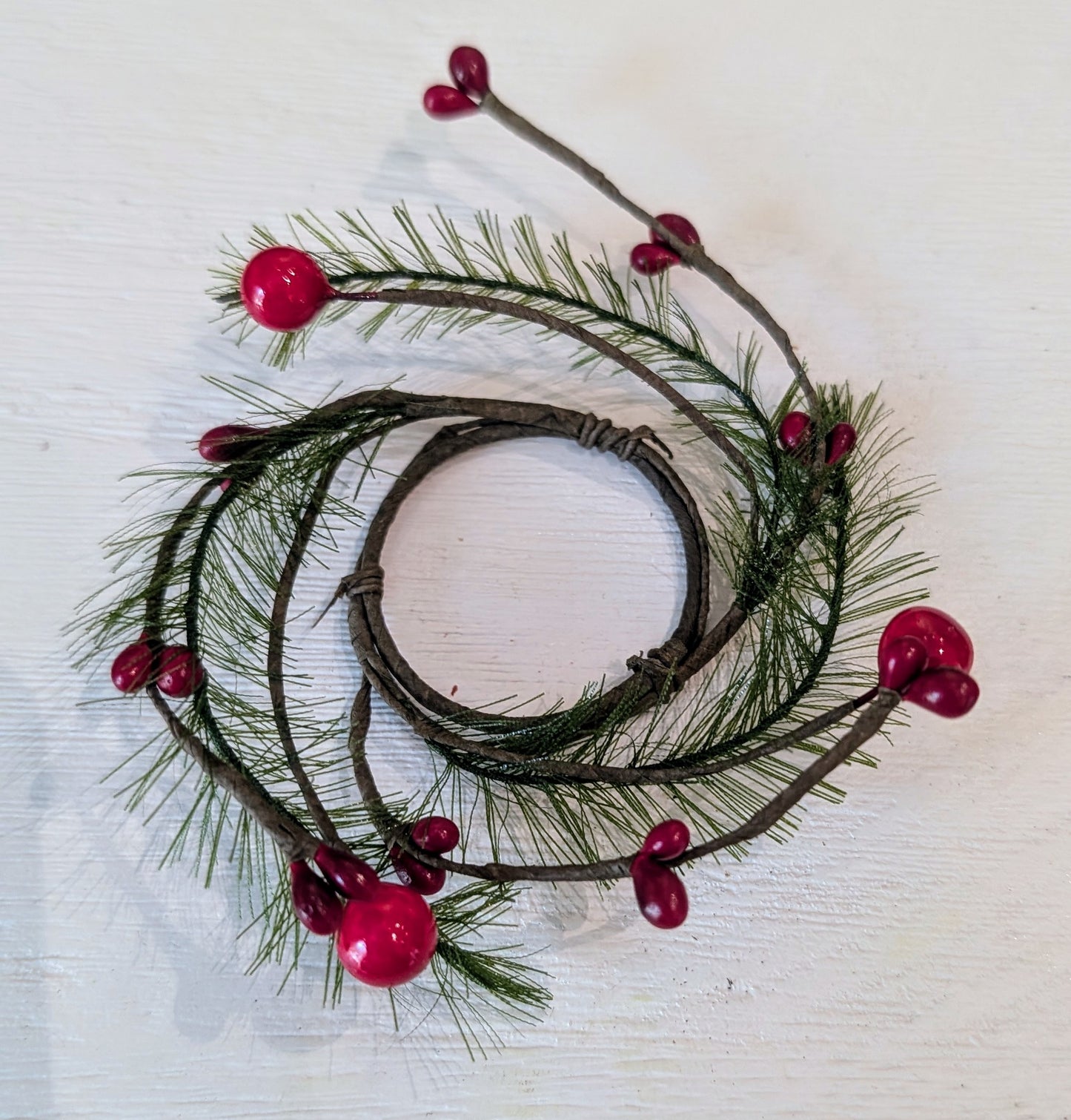 Red Berry & Pine Candle Ring 1.5"