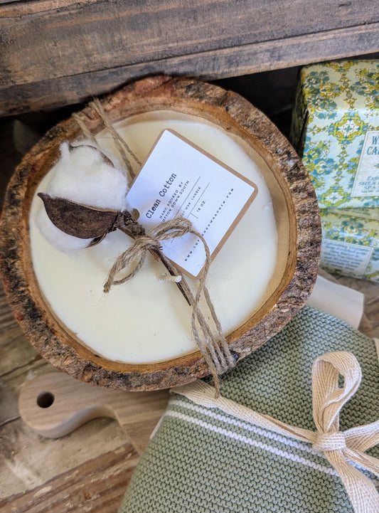 Natural Wood Round Candle