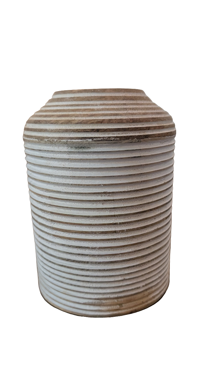 Whitewashed Wood Striped Vase