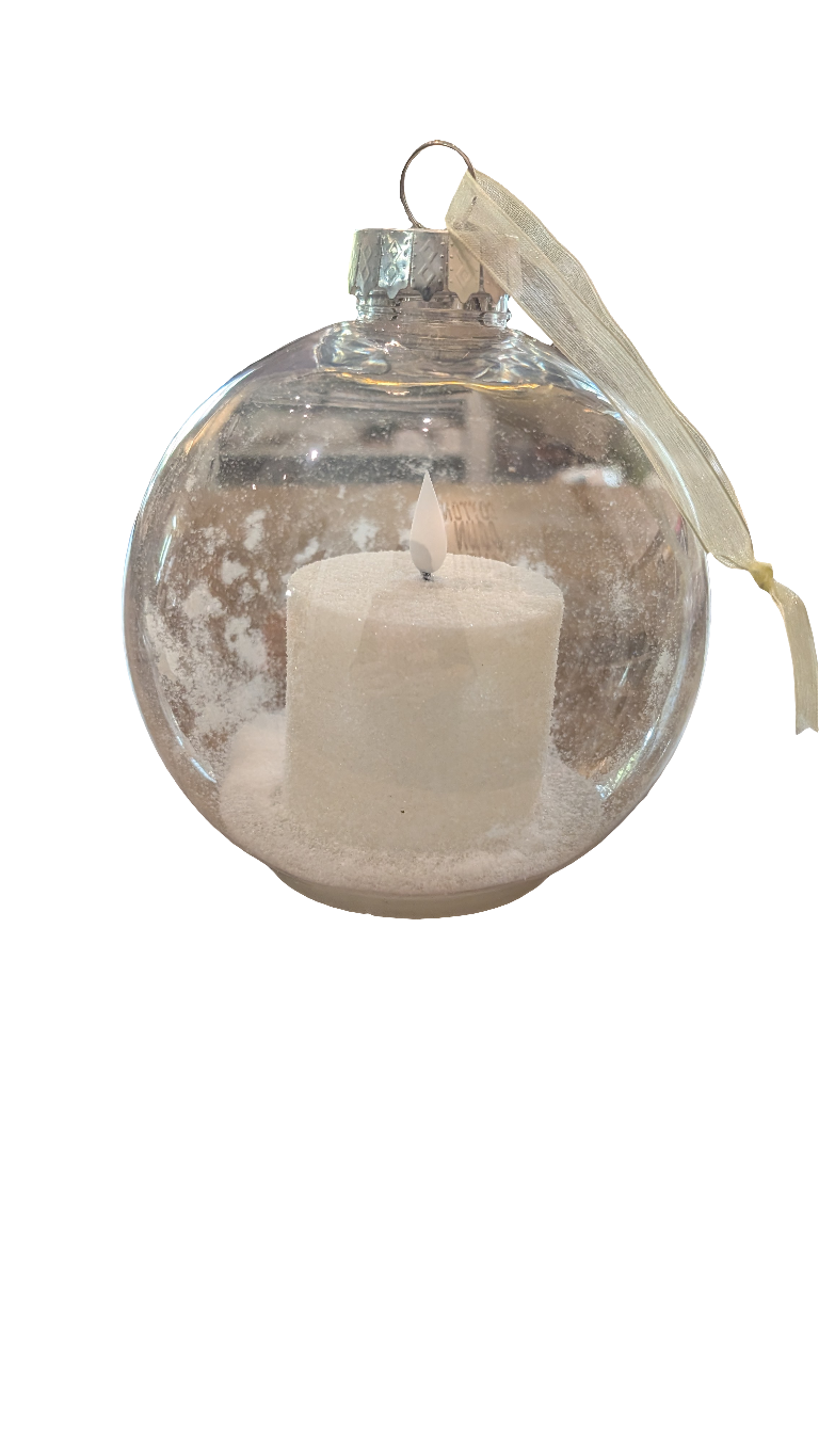 Frosty LED Candle In Ball Ornament