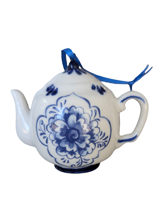 Porcelain Delft Teapot Ornament