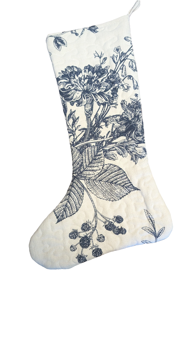 Quilted Cotton Stocking w/Botanical Print