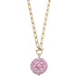 Ophelia Pink Chinoiserie Pendant T-Bar Necklace in Pink & White