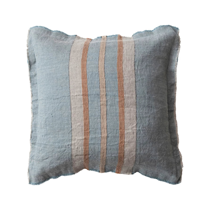 Neutral Striped Cotton Pillow