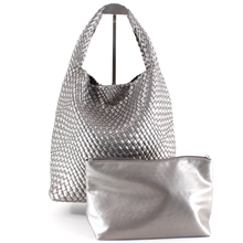 Load image into Gallery viewer, Woven Hobo Bag w/Cosmetic Pouch
