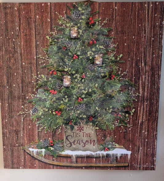 Lighted Canvas Picture Sled & Tree