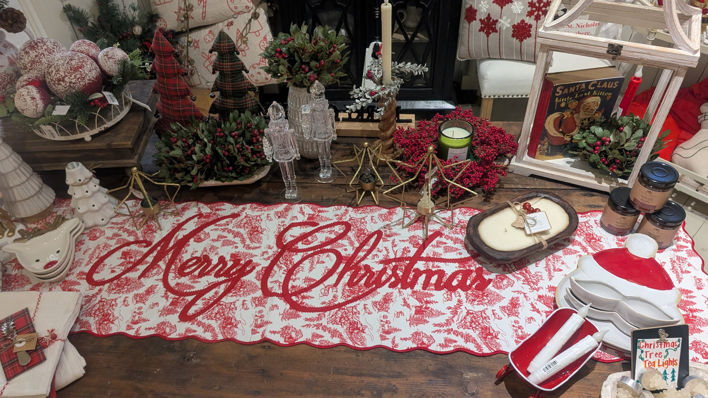 Toile Merry Christmas Table Runner