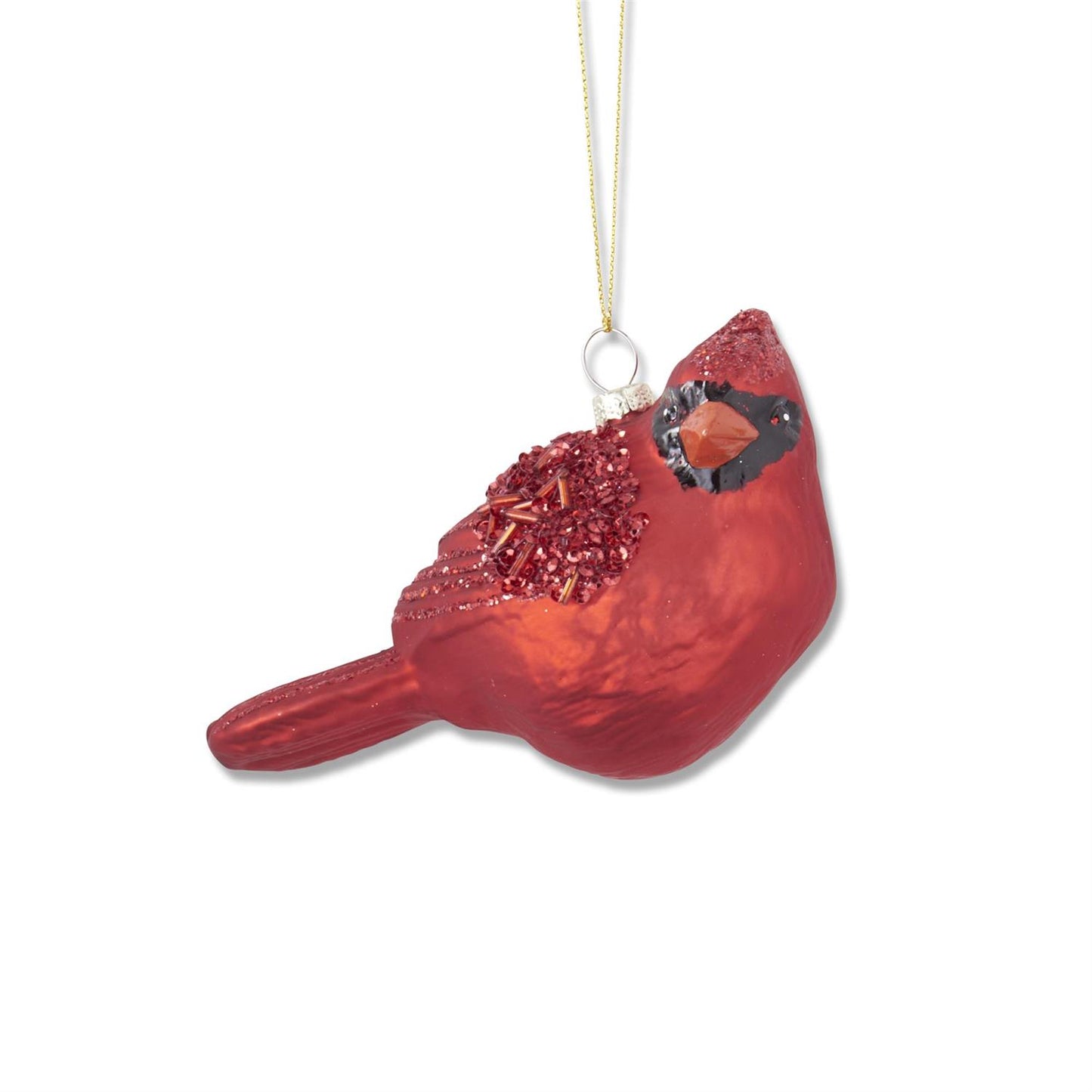 Glittered & Beaded Glass Cardinal Ornament