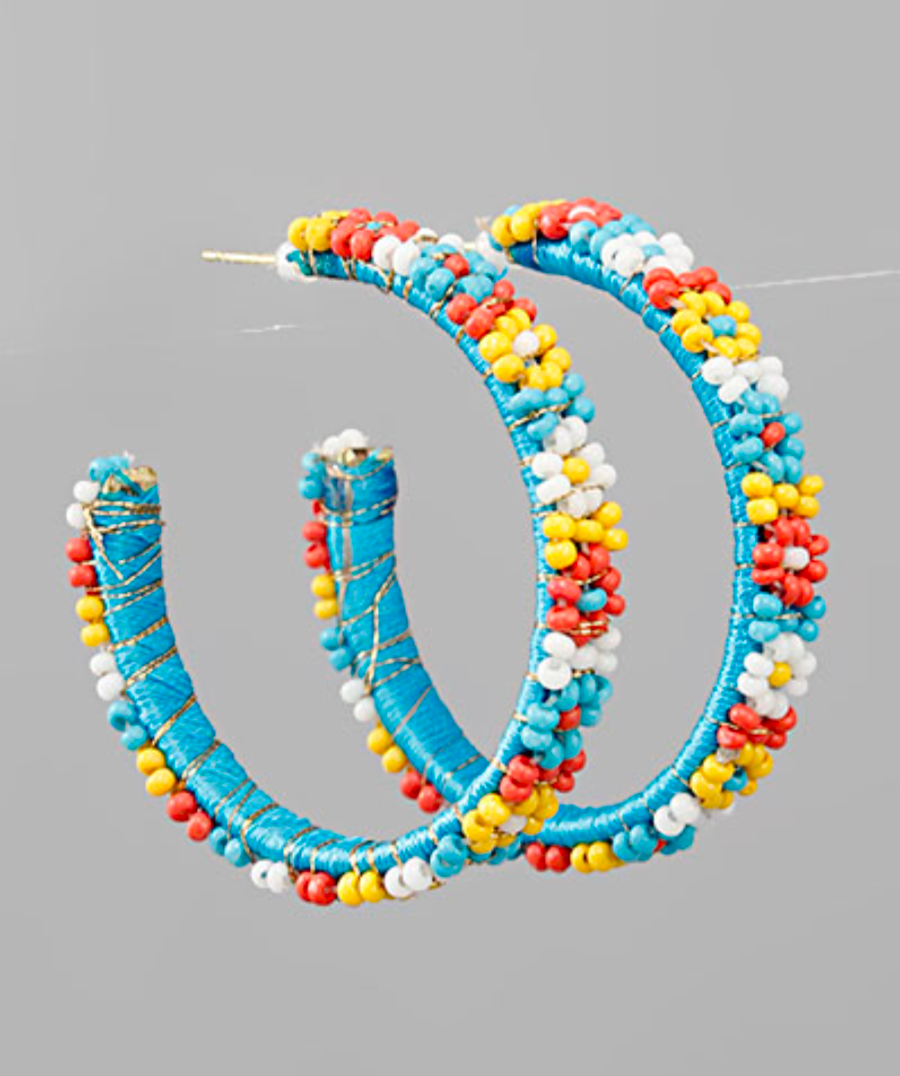 Flower Pattern Beaded Earrings