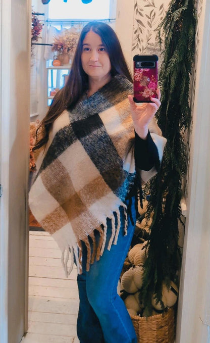 Soft Plaid Poncho