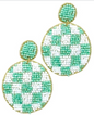 Beaded Checkered Disc Earrings