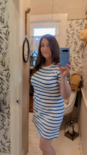 Load image into Gallery viewer, Blue &amp; White Midi Dress
