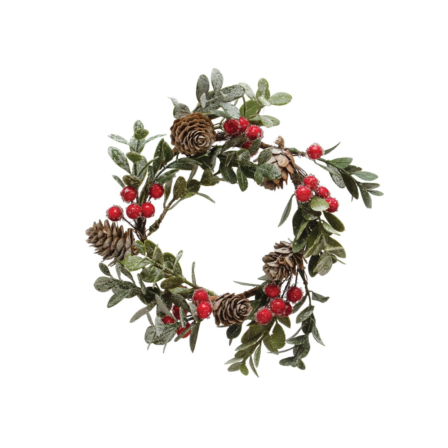 Boxwood Wreath w/Pinecones, Berries