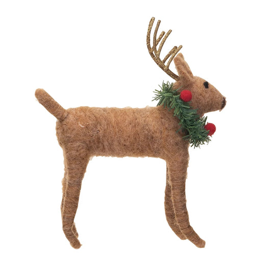 Wool Felt Deer w/Wreath