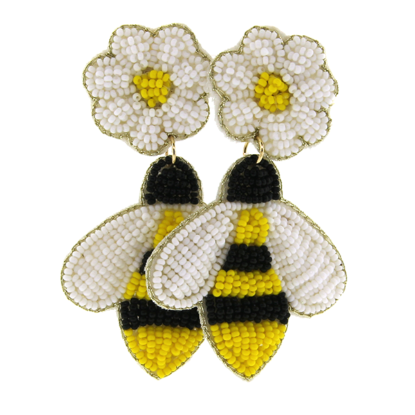 Beaded Bumble Bee Earrings