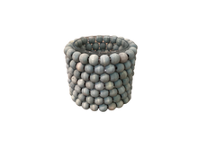 Load image into Gallery viewer, Wood Beaded Glass Votive Holder 3.5&quot;rd
