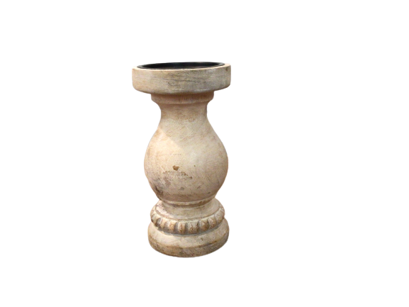 White Beaded Candle Holder 8"