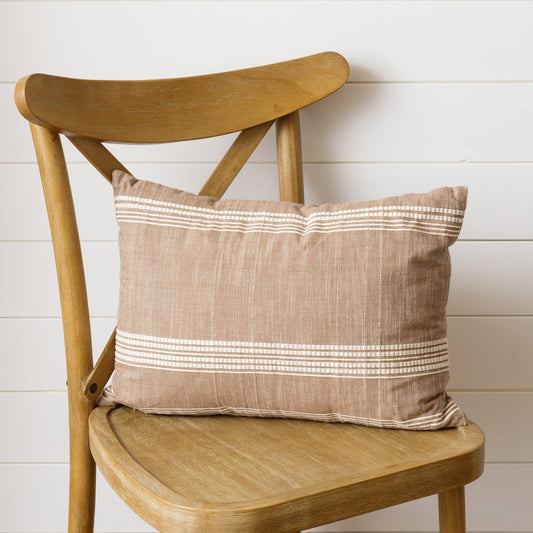 Praline Woven Stripe Lumbar Pillow