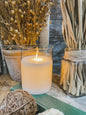 Clear Glass Cylinder Moving Flame LED Candle 3x4