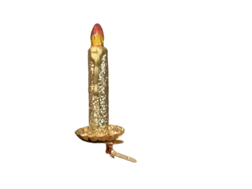 Gold Clip On Candle Ornament 4.75"