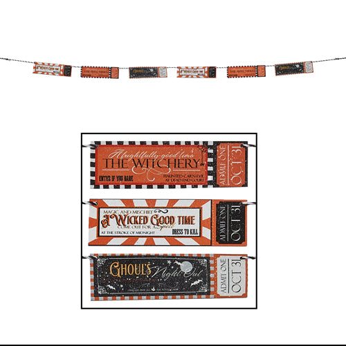 Halloween Carnival Ticket Garland 3ft