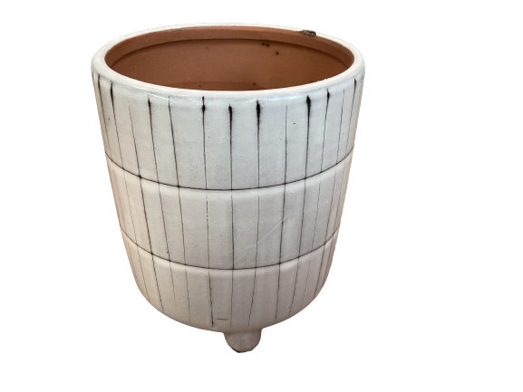 Terracotta Footed Planter 5.75"h x 5"rd White/Black