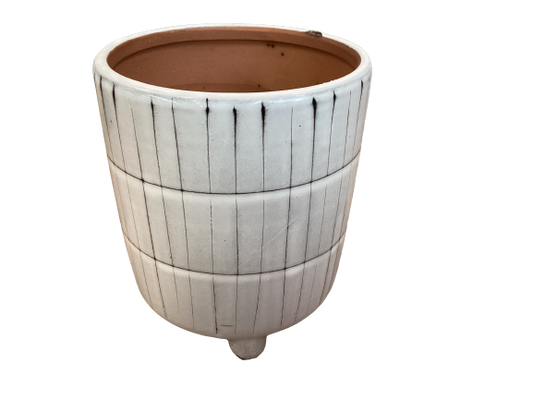 Terracotta Footed Planter 5.75"h x 5"rd White/Black