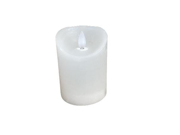 White LED Flickering Flame 3x4 Candle