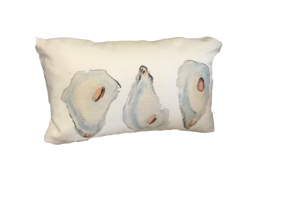 Oysters Hand Painted Lumbar Pillow 19x11