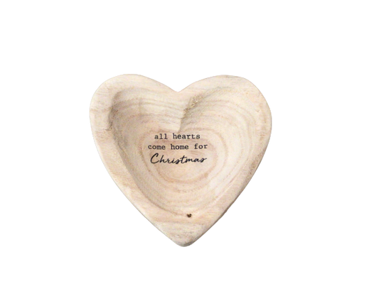 Hearts Come Home Wood Heart Dish