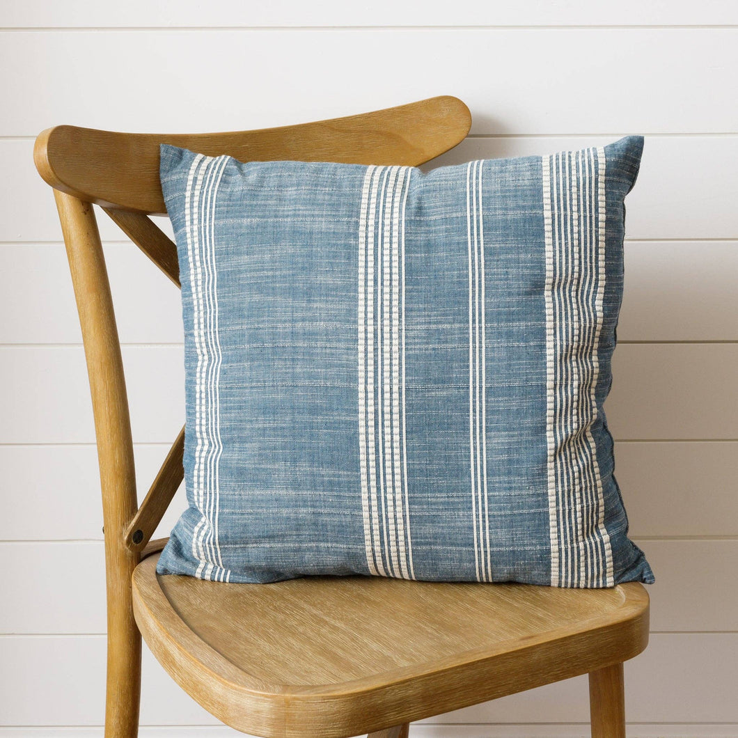 Blue Woven Stripe Square Pillow