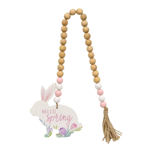 Hello Spring Wooden Bead Garland w/bunny