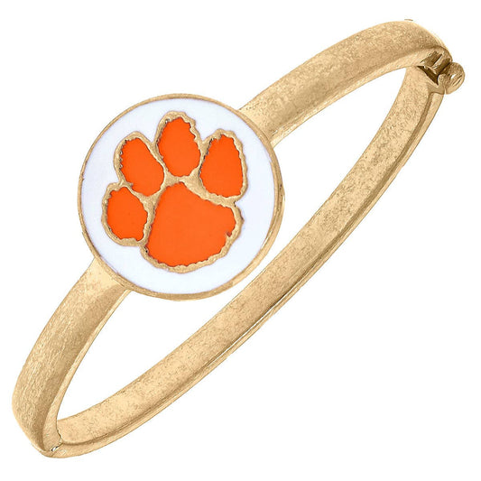 Clemson Tigers Enamel Statement Hinge Bangle in White