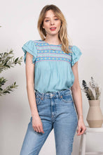 Load image into Gallery viewer, MULTICOLOR EMBROIDERY WOVEN TOP
